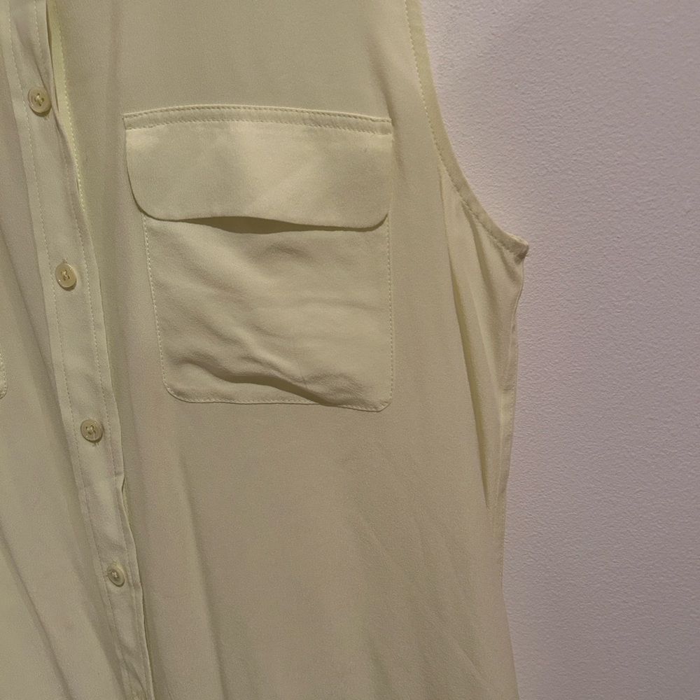 Equipment Light Yellow Slim Signature Sleeveless Shirt - Picture 5 of 7